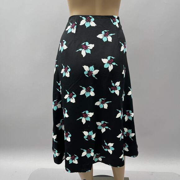 Maeve Anthropologie Skirt Women US 8 Zadie Midi Black Floral Print Lace Up Front - Picture 5 of 11